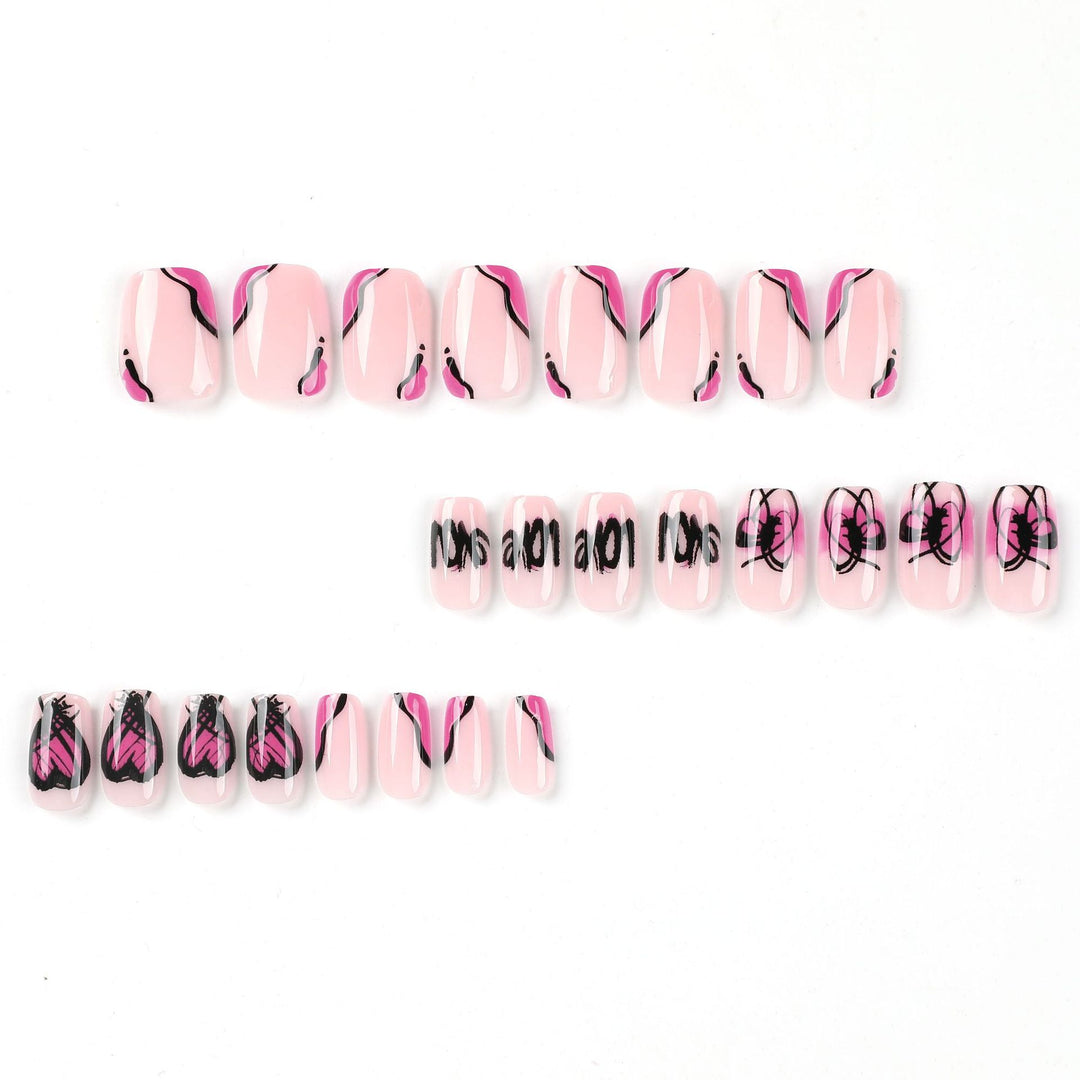Creative Nail Art with Heart and Butterfly Design Kalsten