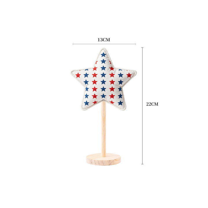 Unisex decorative fabric star display with wooden base Kalsten