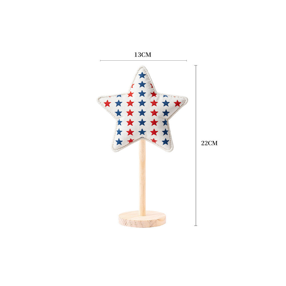 Unisex decorative fabric stars on wooden stand table decoration Kalsten