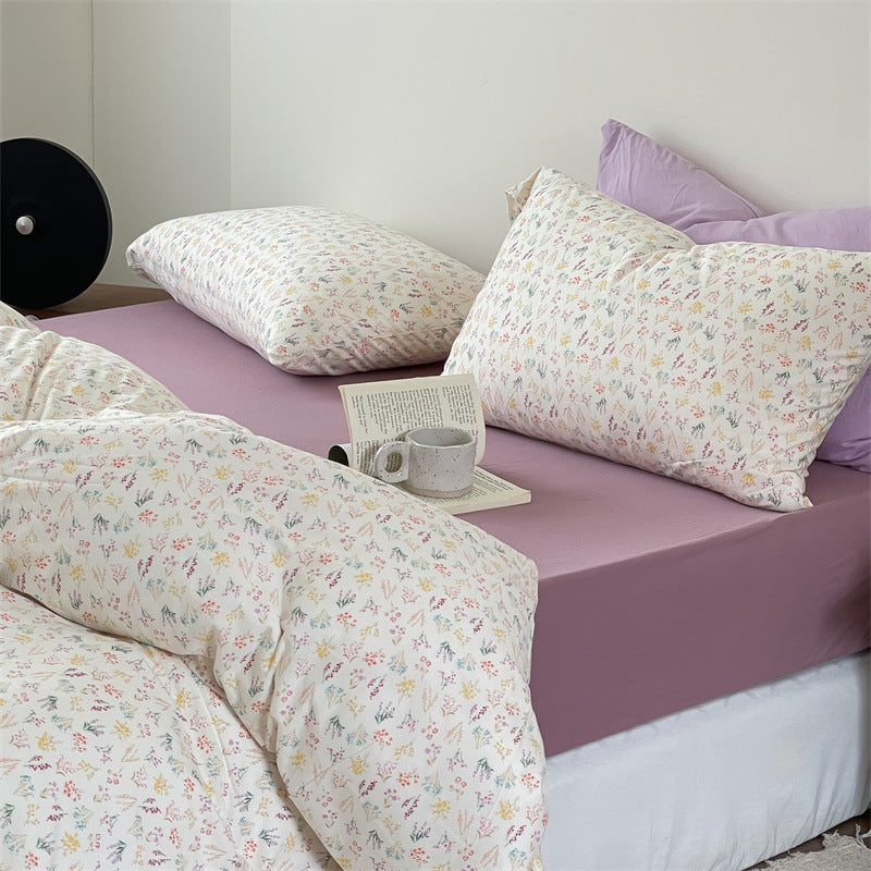 Fine woven cotton percale bedding set with delicate floral scatter motif