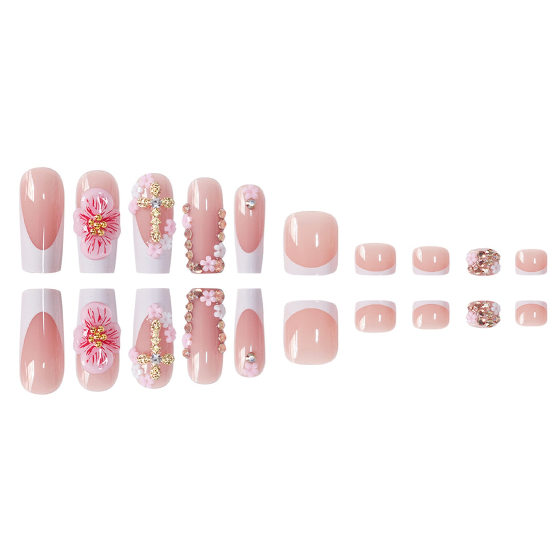 Floral Accent Press-On Nail Art Set Kalsten
