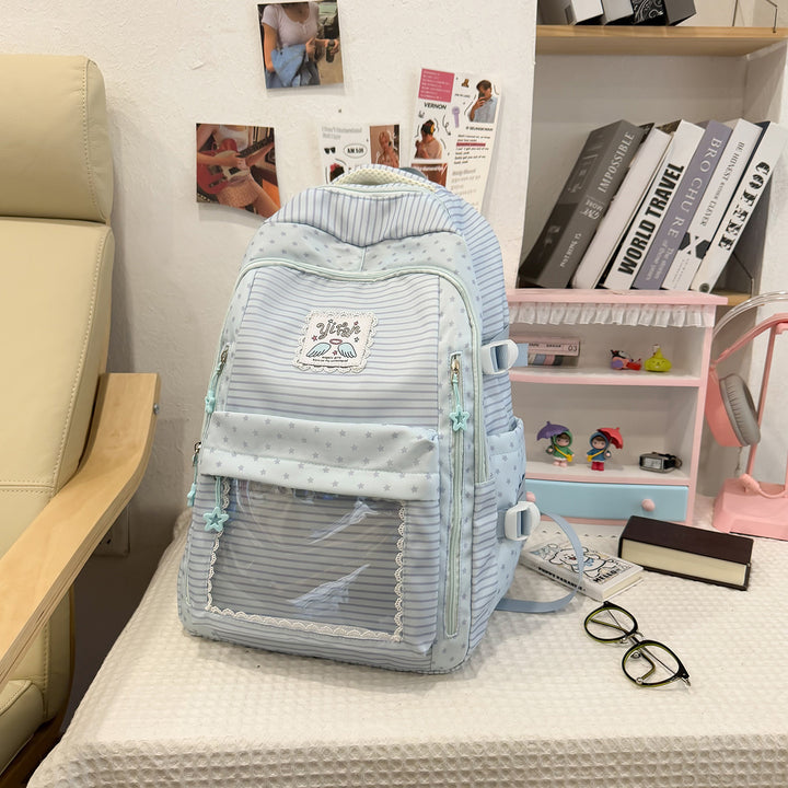 Trendy Striped School Backpack Kalsten