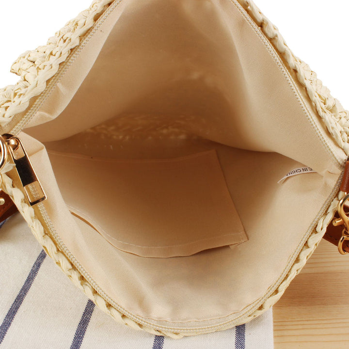 Handbag with Ruffle Design Made of Braided Straw Kalsten