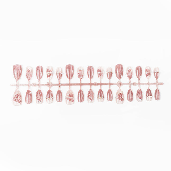 Elegant Detailed Press-On Nail Set with Stylish Accents Kalsten