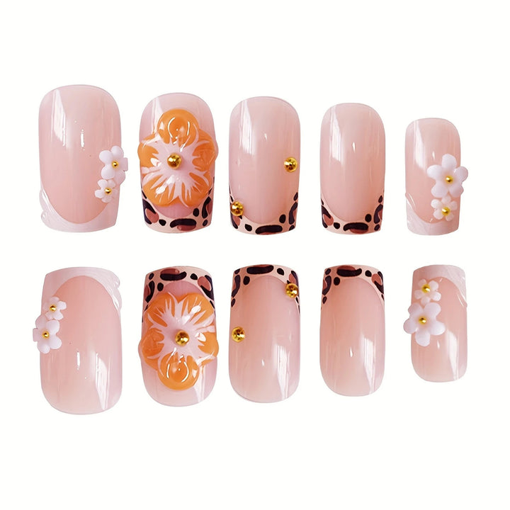 Decorative Floral Press-On Nail Art Kalsten