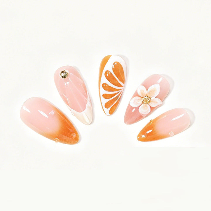Artistic Floral Press-On Nail Tips Set Kalsten