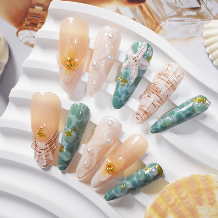 Thematic Ocean-Inspired Press-On Nail Extensions Kalsten