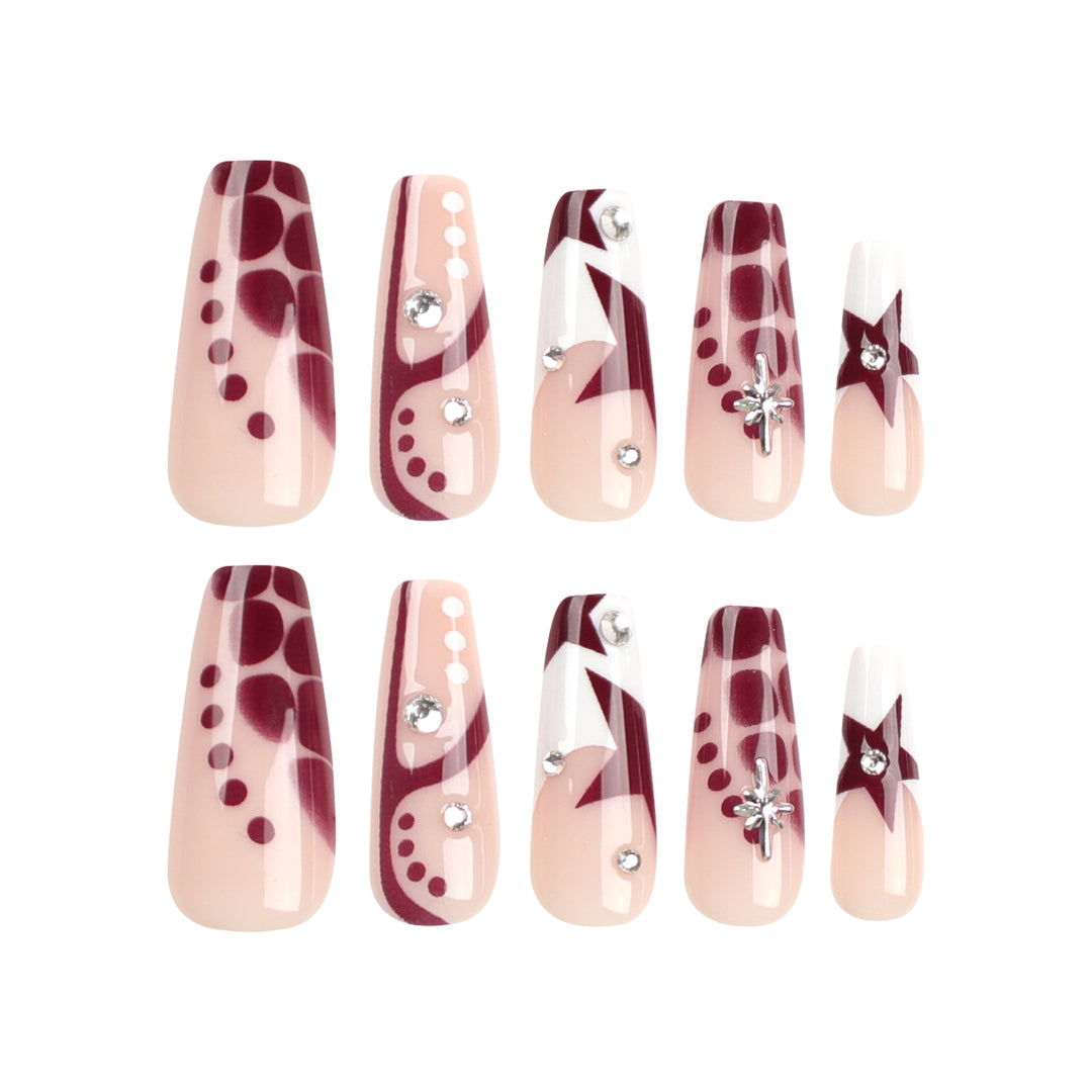 Artful Nail Extensions with Glitter and Star Motifs Kalsten