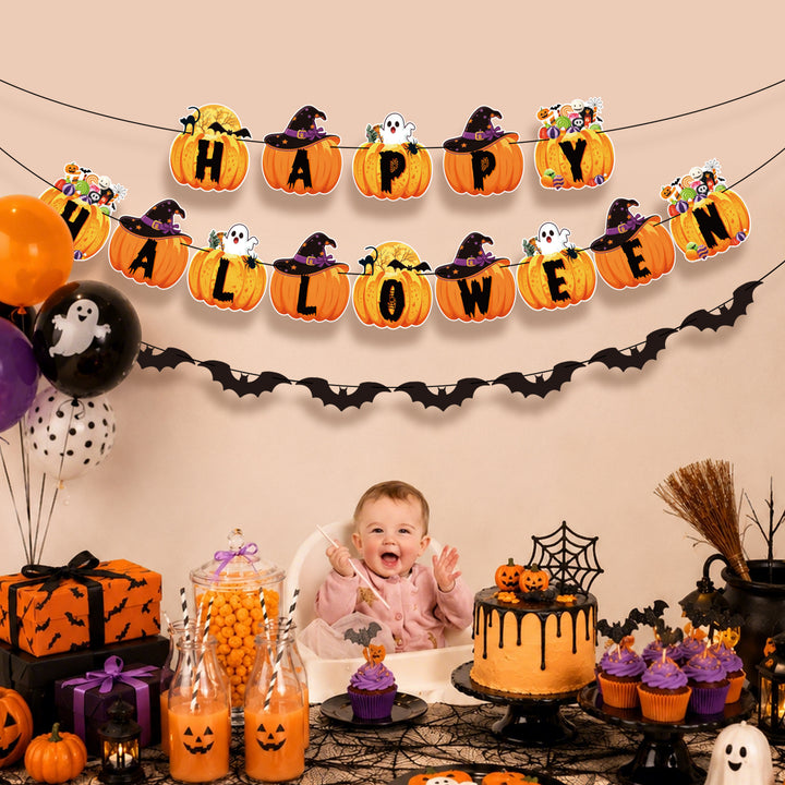 Halloween garland with bat motif