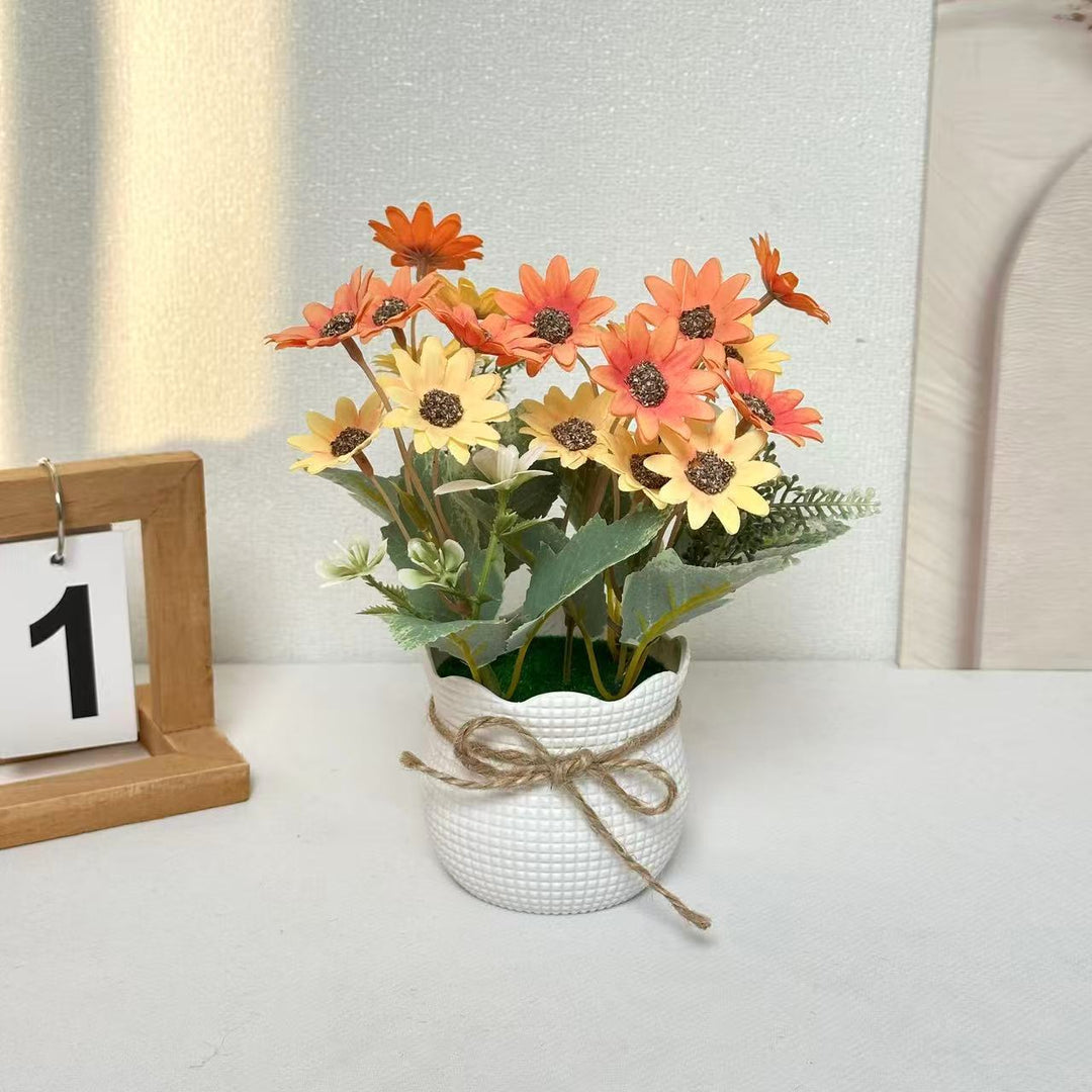 Lifelike Potted Floral Arrangement