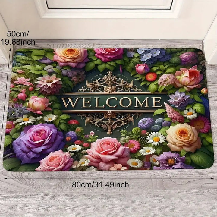 Floral Patterned Welcome Mat Kalsten