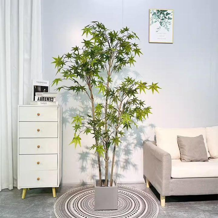 Lifelike Artificial Maple Tree with Decorative Basket
