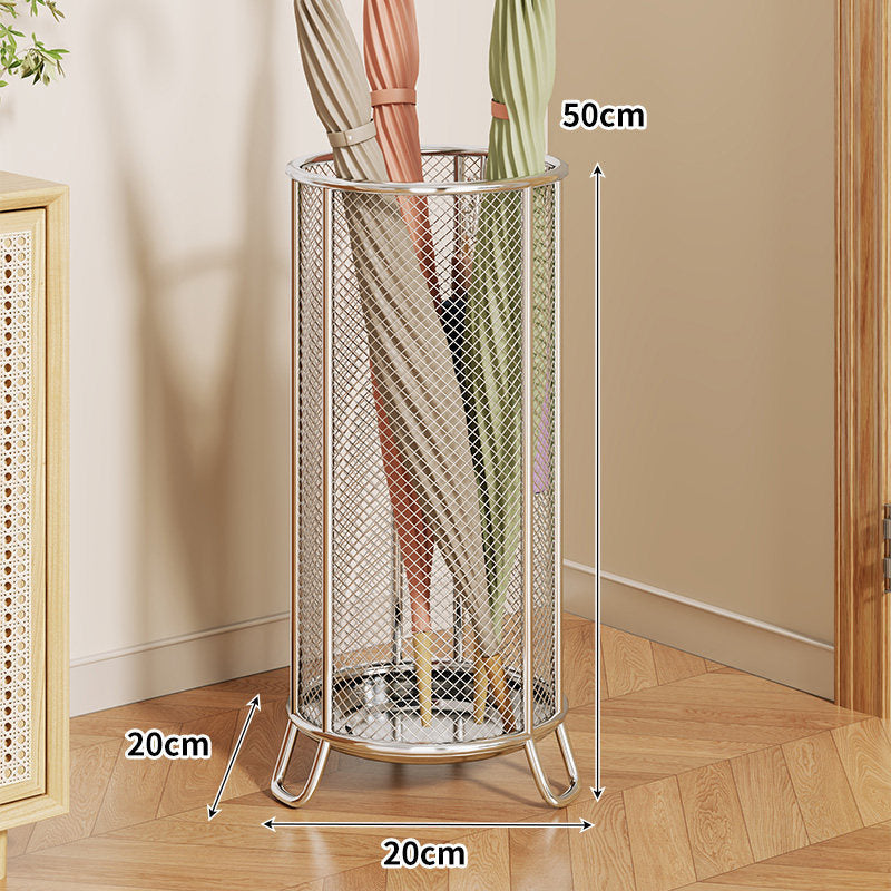 Mesh Cylindrical Umbrella Stand with Elevated Feet and Ventilated Metal Grid