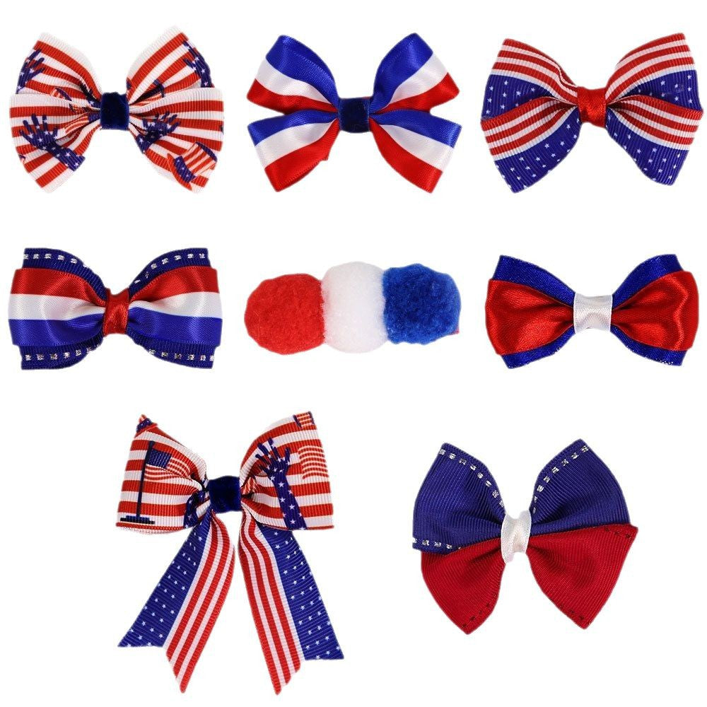 Women's Independence Day mini grosgrain ribbon hair bow with alligator clip Kalsten