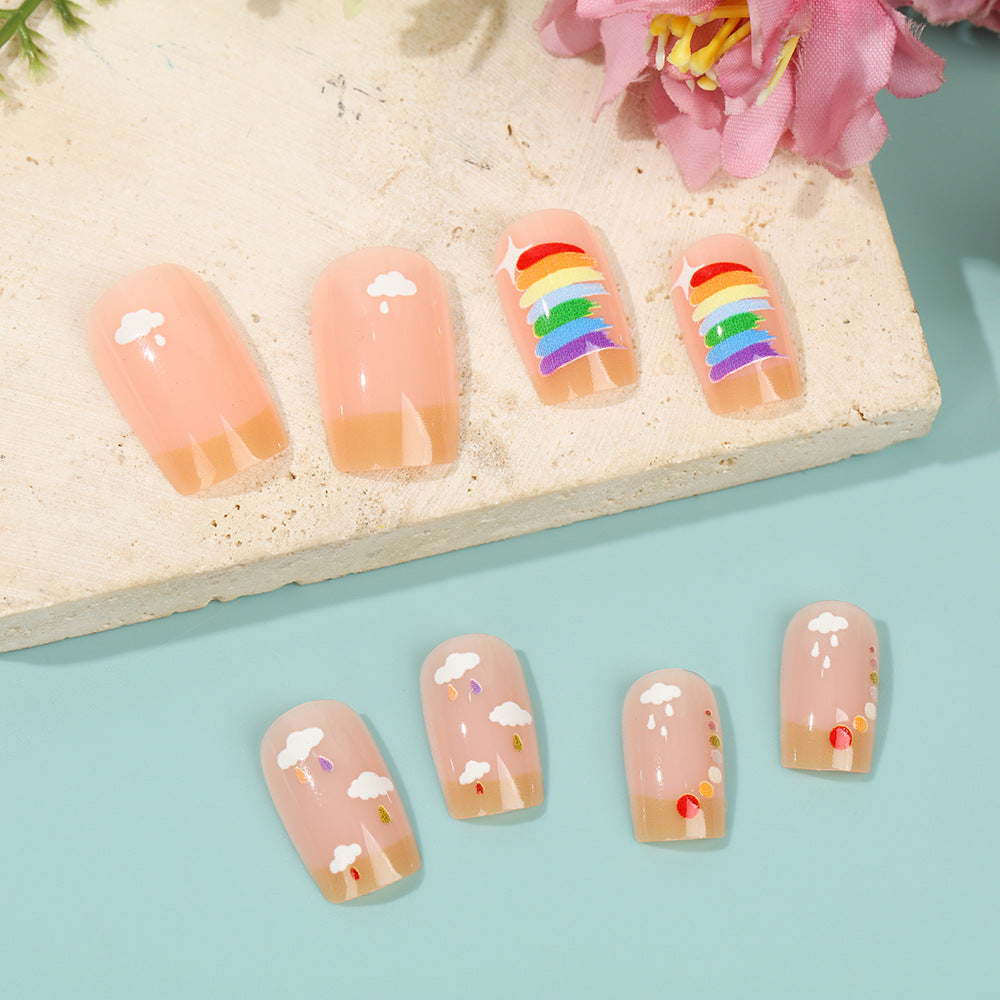 Creative Nail Art Set with Rainbow and Cloud Designs Kalsten