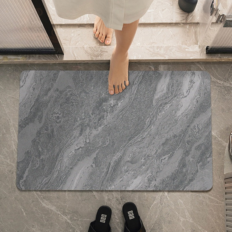Marble-Effect Soft Bath Mat
