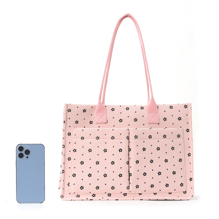 Shopping bag with floral pattern and practical exterior pockets Kalsten