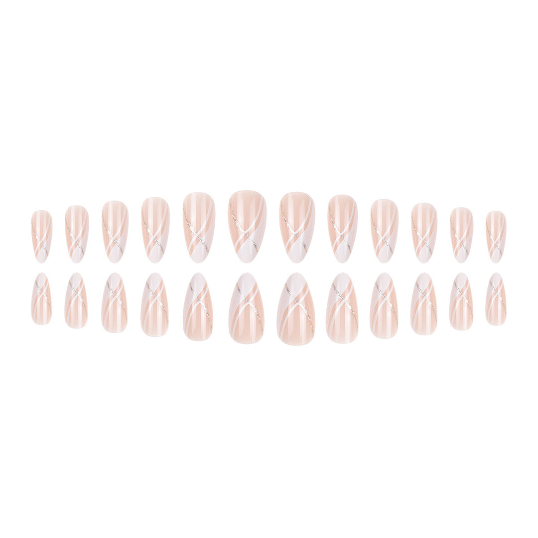 Elegant Stiletto Press-On Nails with Gold Accent Design Kalsten