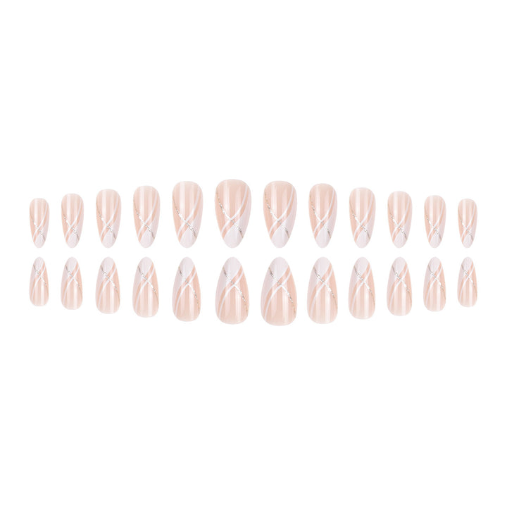 Elegant Stiletto Press-On Nails with Gold Accent Design Kalsten