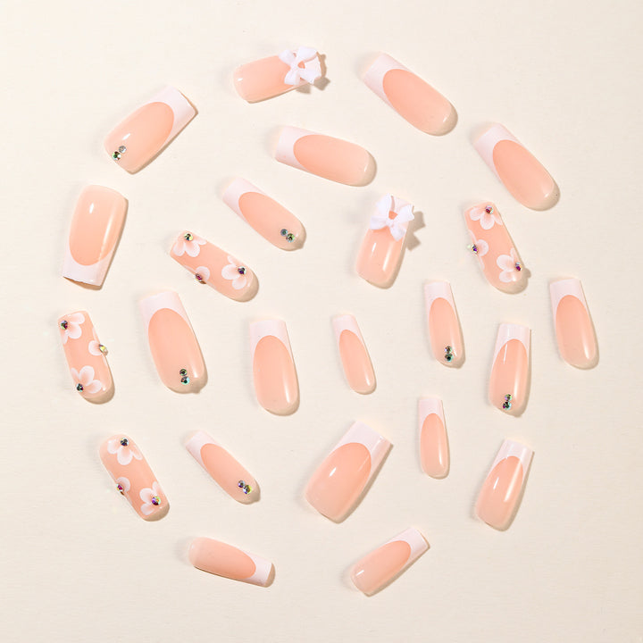 Floral Embellished Acrylic Nail Extensions Kalsten