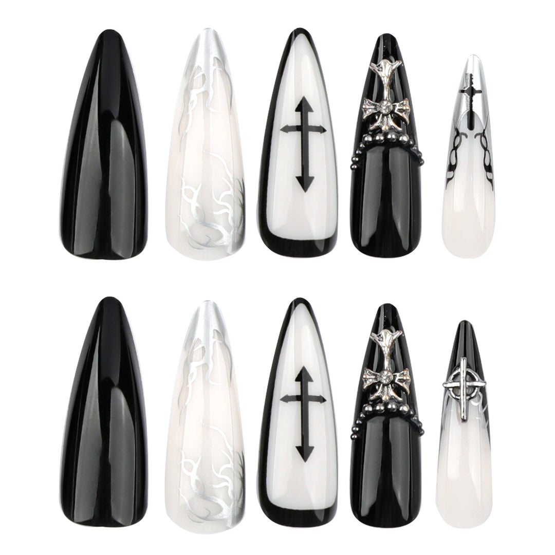 Artistic stiletto nails with unique 3D details and elegant accents Kalsten
