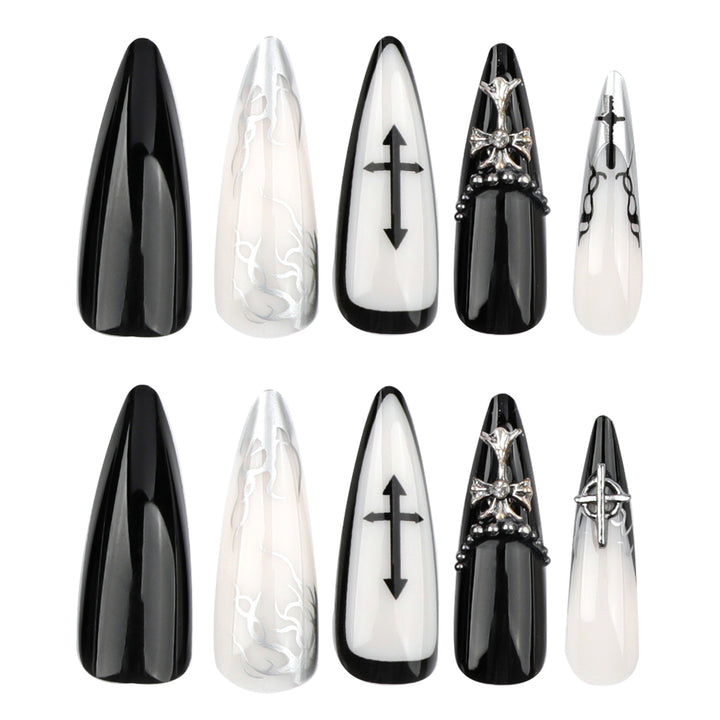 Artistic stiletto nails with unique 3D details and elegant accents Kalsten