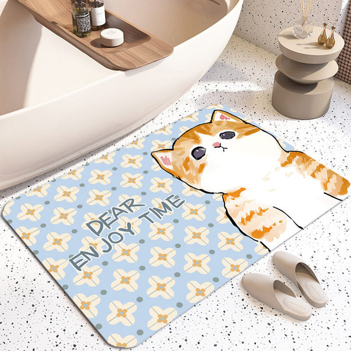 Cute Cat-Themed Plush Bath Mat
