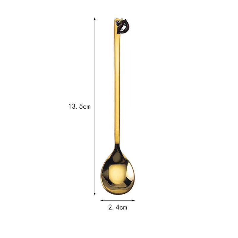 Long Bar Spoon Cocktail Stirring Spoon made of Stainless Steel with Halloween Ghost Design