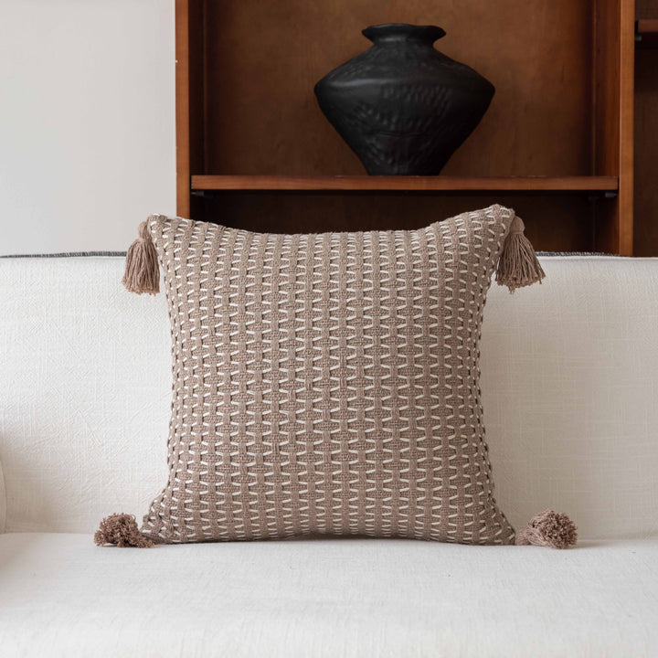 Decorative Throw Pillow with Natural Linen Cover and Handwoven Jute Trim