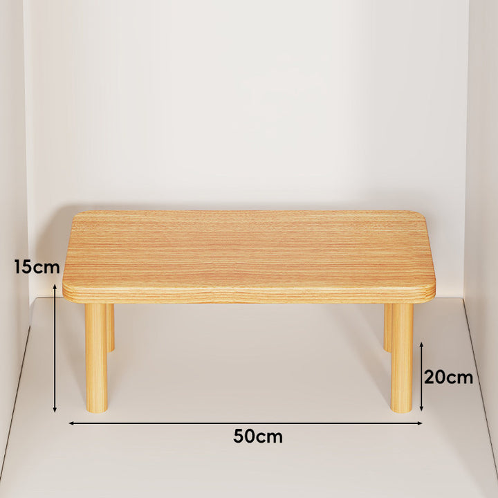 Height-Adjustable Rectangular Wooden Riser Table with Detachable Round Legs