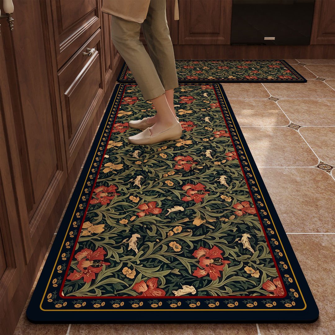 Vintage Tile Pattern Kitchen Mat