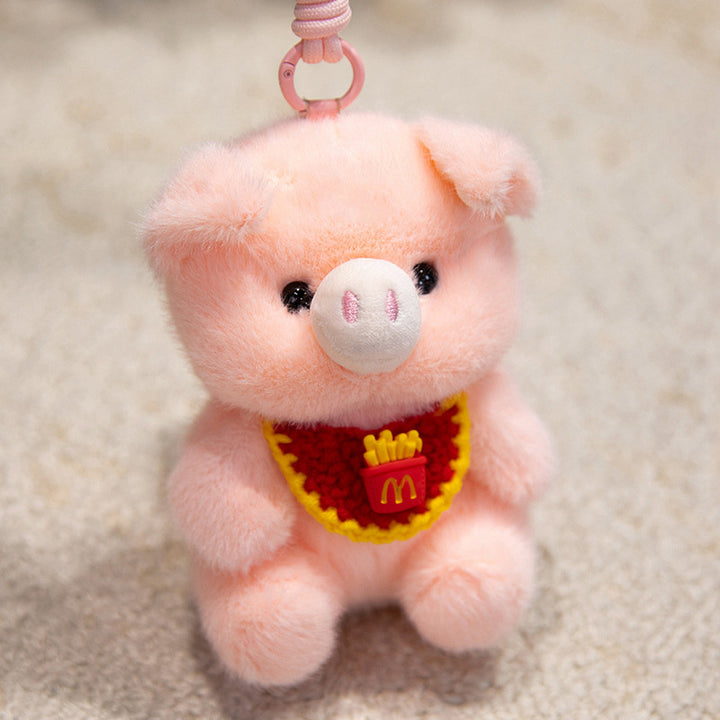 Plush Penguin Decorative Bag Charm with Crochet Bib and Spring-Loop Clip Kalsten