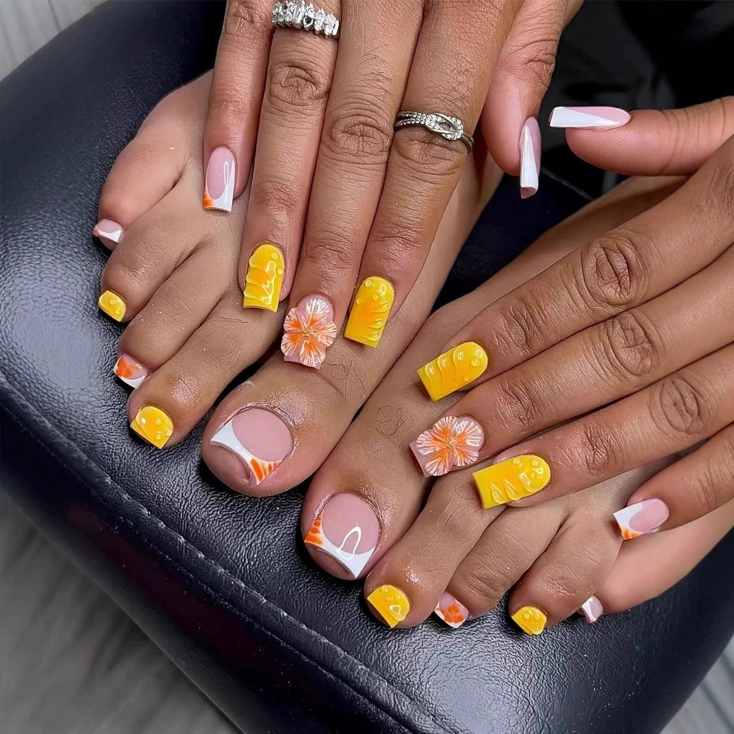 Decorative Floral Print Press-On Nails Kalsten
