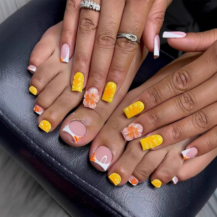 Decorative Floral Print Press-On Nails Kalsten