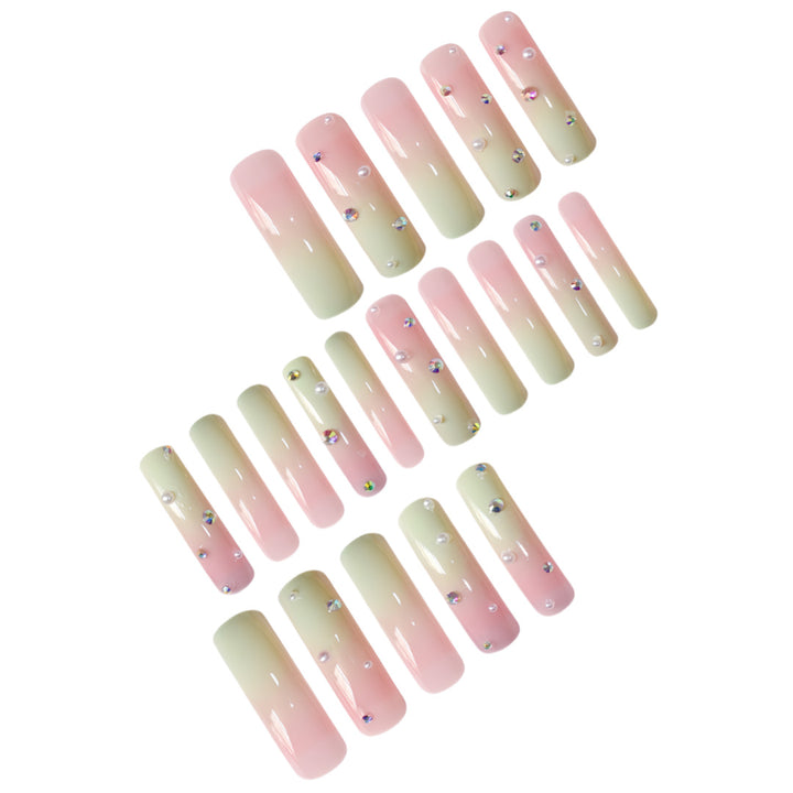 Decorative Long Press-On Nails with Gem Accents Kalsten