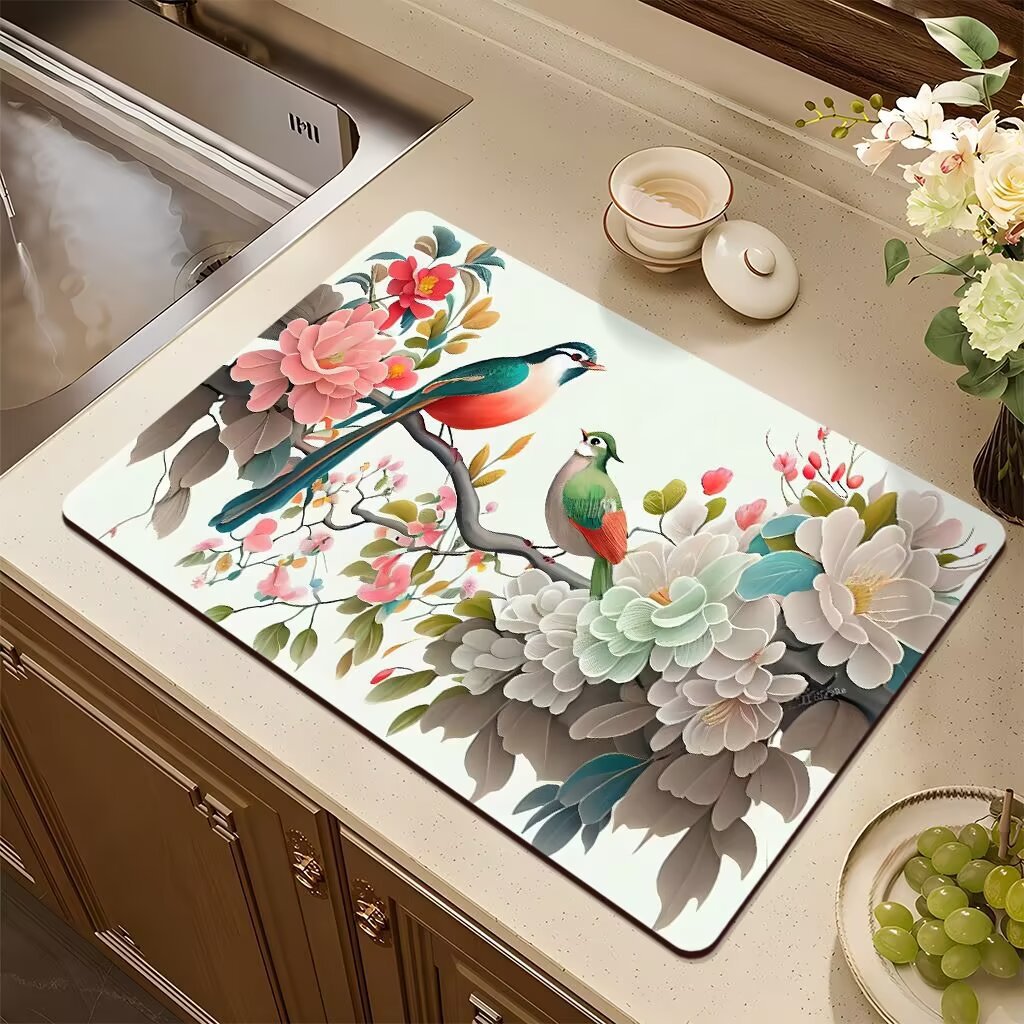 Artistic Floral Design Kitchen Mat Kalsten