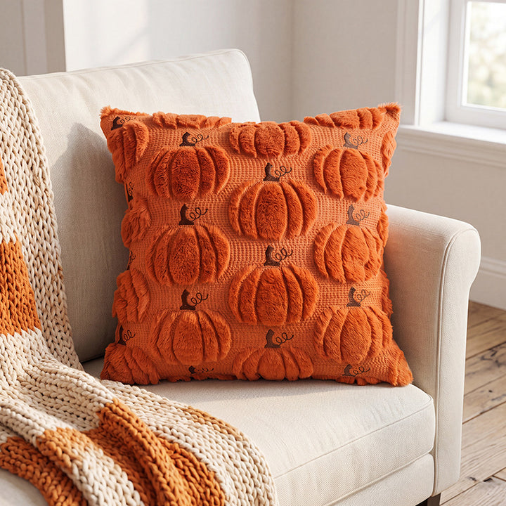 Plush Pumpkin Motif Throw Pillow