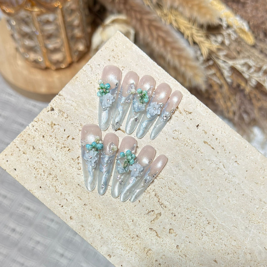 Elegant Floral Stiletto Nail Art Kalsten