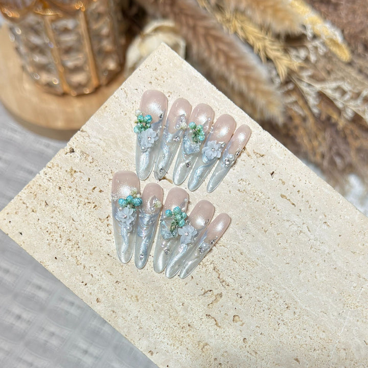 Elegant Floral Stiletto Nail Art Kalsten