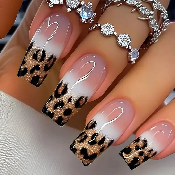 Artistic Leopard Print Acrylic Nail Enhancements Kalsten