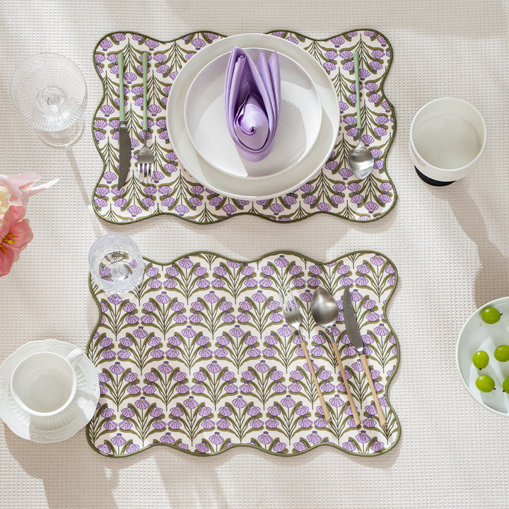 Decorative wavy table set with pomegranate and parrot motif Kalsten
