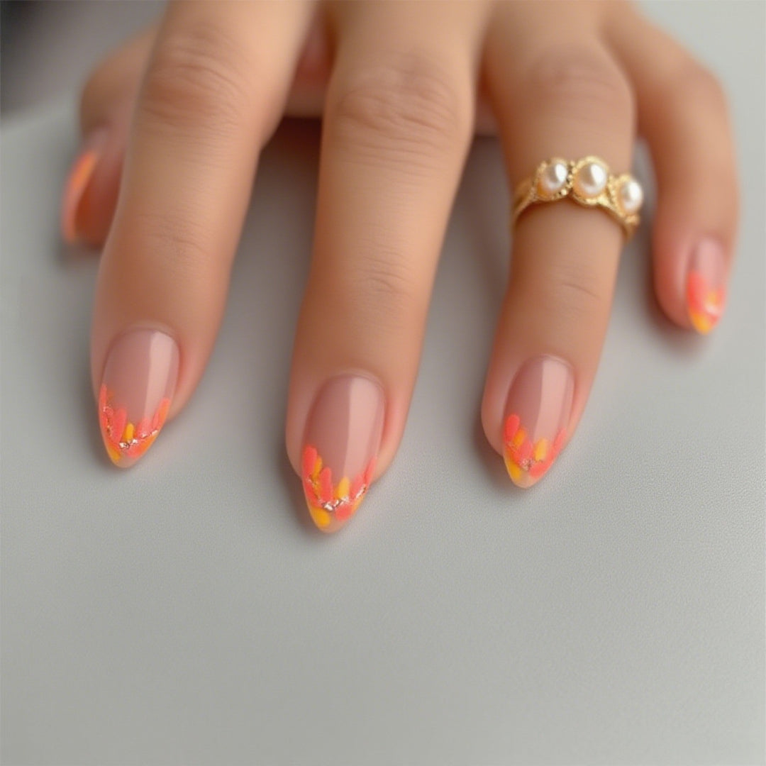 Floral Press-On Nail Set with Elegant Design Elements Kalsten