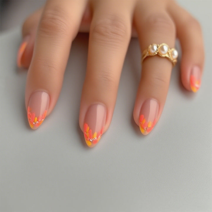 Floral Press-On Nail Set with Elegant Design Elements Kalsten