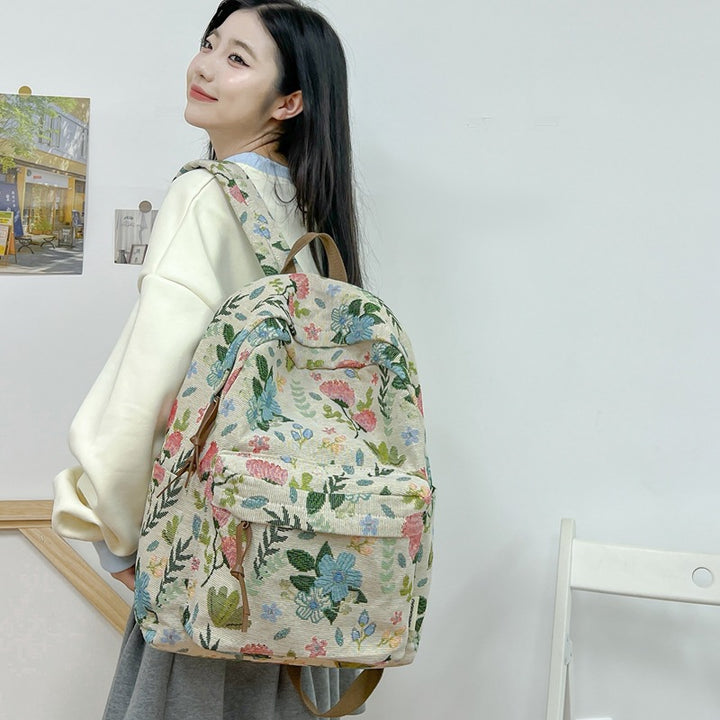 Floral Patterned Canvas Backpack Kalsten