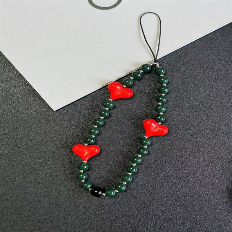 Decorative Beaded Heart Charm Keychain Kalsten