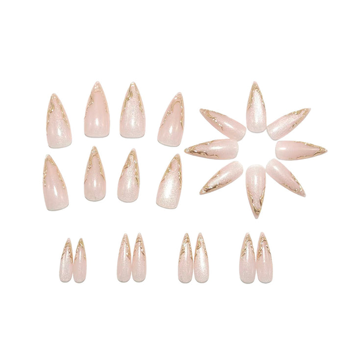 Artificial nails in elegant stiletto design with golden accents Kalsten