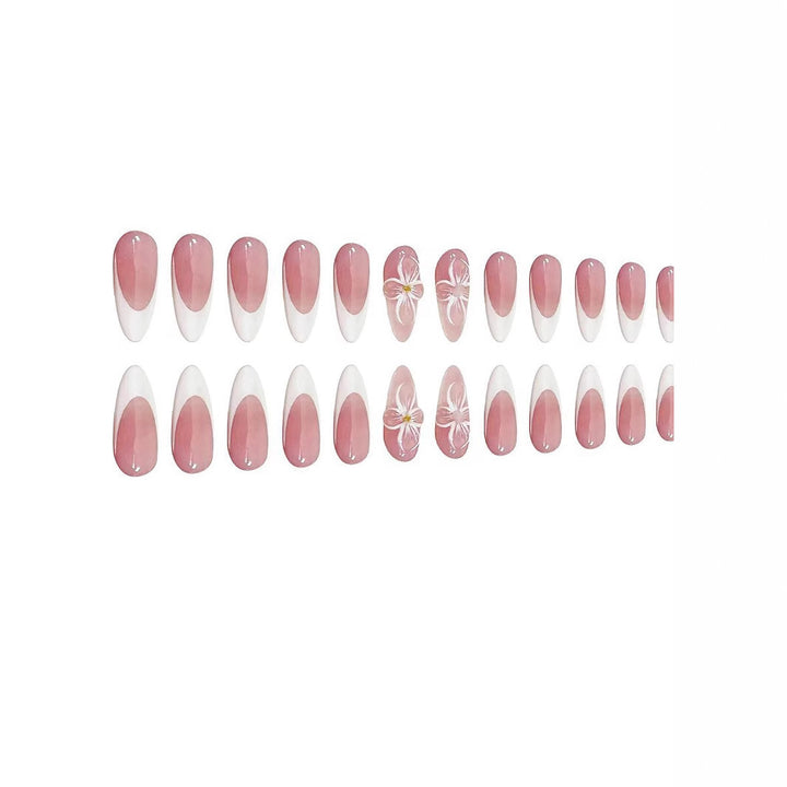 Elegant Floral French Tip Press-On Nails Kalsten