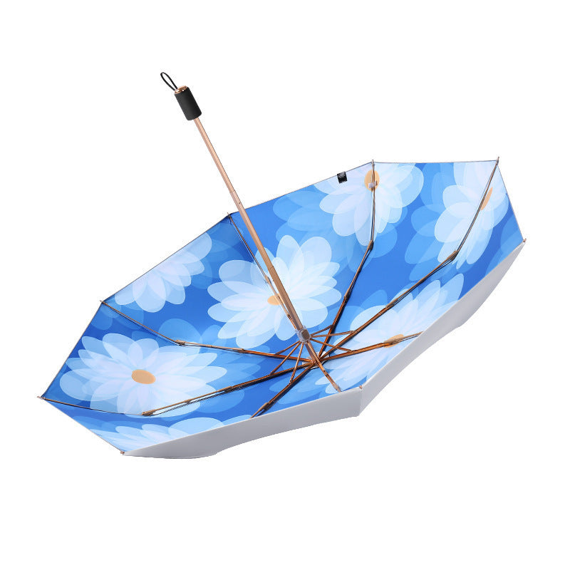 Ladies compact folding umbrella with elegant design and ergonomic wooden handle Kalsten