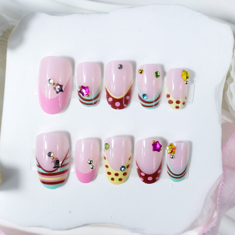 Acrylic nail set with colorful accents and 3D embellishments Kalsten