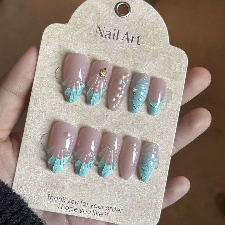 Artistic Ocean-Inspired Press-On Nail Set Kalsten